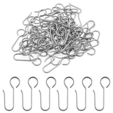 60 PCS Metal Curtain Track Hooks S Shaped Small Ceiling Shower Drape Wire Silver