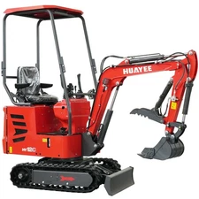 HUAYEE FREE SHIPP Mini Excavator 1 Ton 1.2 Digger 13.5hp Gas Crawler EPA Engine