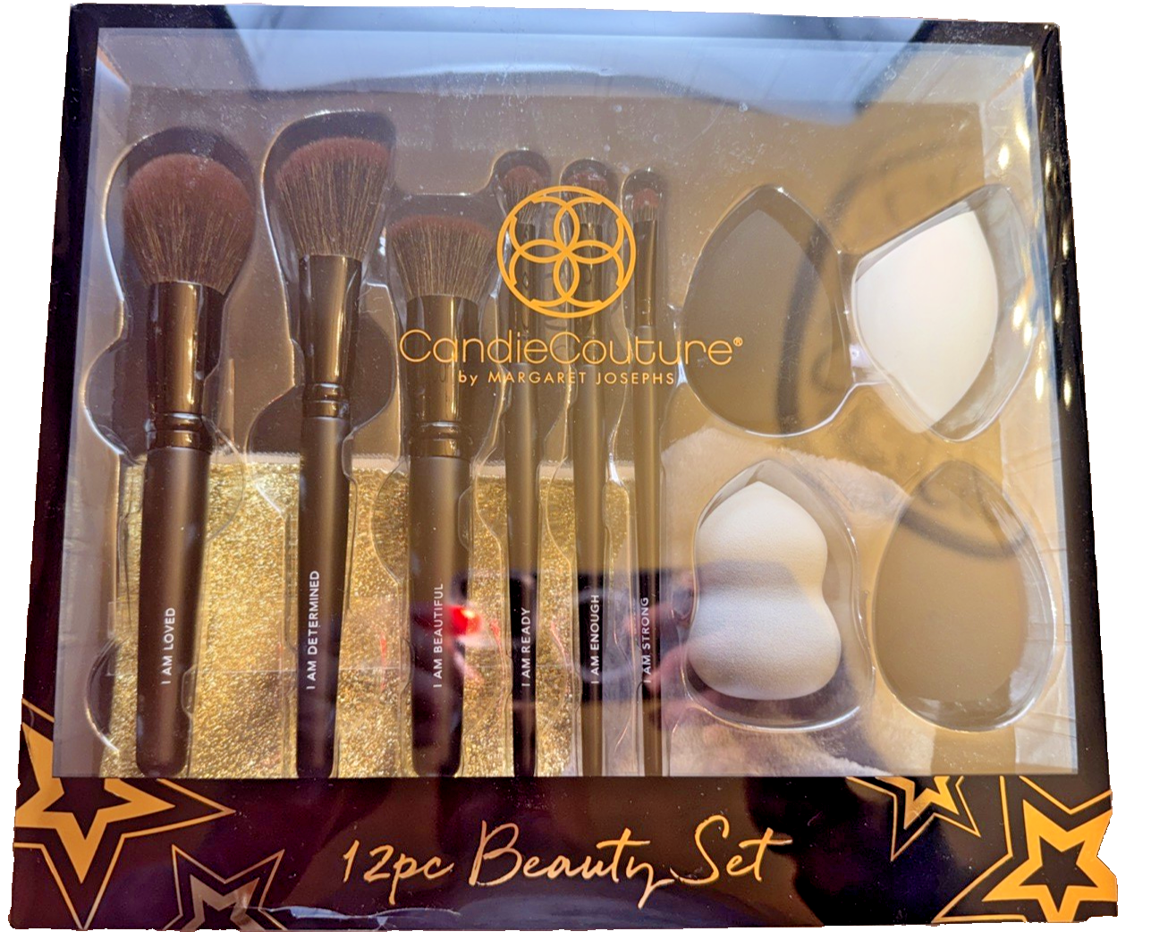 Candie Couture 12pc Black Gold Makeup Brush Set