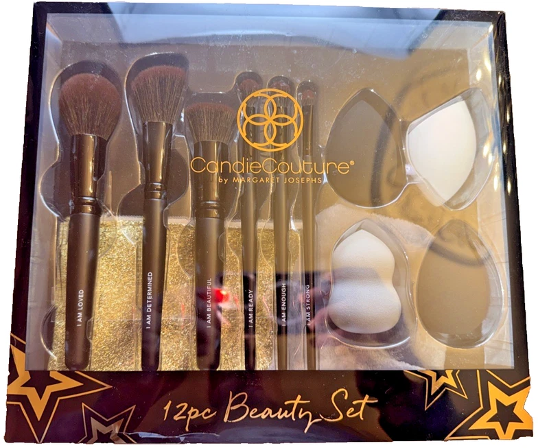 Candie Couture 12pc Black Gold Makeup Brush Set