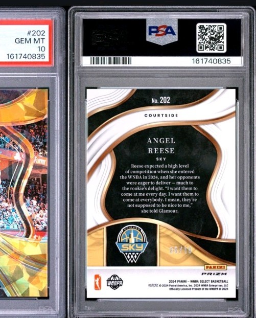 2024 Panini Select WNBA Courtside Angel Reese Gold Ice # /10 RC PSA 10 Pop 1 view 2