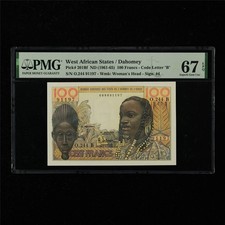 1961-65 West African States / Dahomey 100 Francs Pick#201Bf PMG 67 EPQ UNC