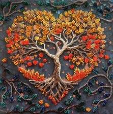 Bead Embroidery Kit DIY Warm feelings Beaded Needlepoint Craft Set