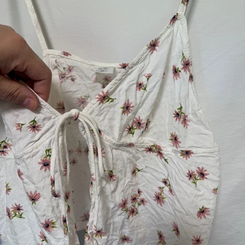 Y2K 女式娃娃 领带 前背心 Cami XXL 裁剪学院风花卉 90 年代   — 第 3/4 张图片