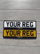 X2 Tesla Number Plate Frames UK Black White Logo Front Rear Set