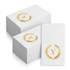 200-Pack Gold Foil Letter Y Monogrammed Disposable Guest Napkins - Weddings/Part
