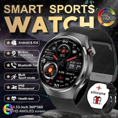Smartwatch 2025 neue Uhr 4 GT Serie Smart Uhr Männer AMOLED Bildschirm