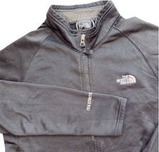 The North Face Youth TKA Stretch Performance Zip Up Black Jacket w/Logo Size L
