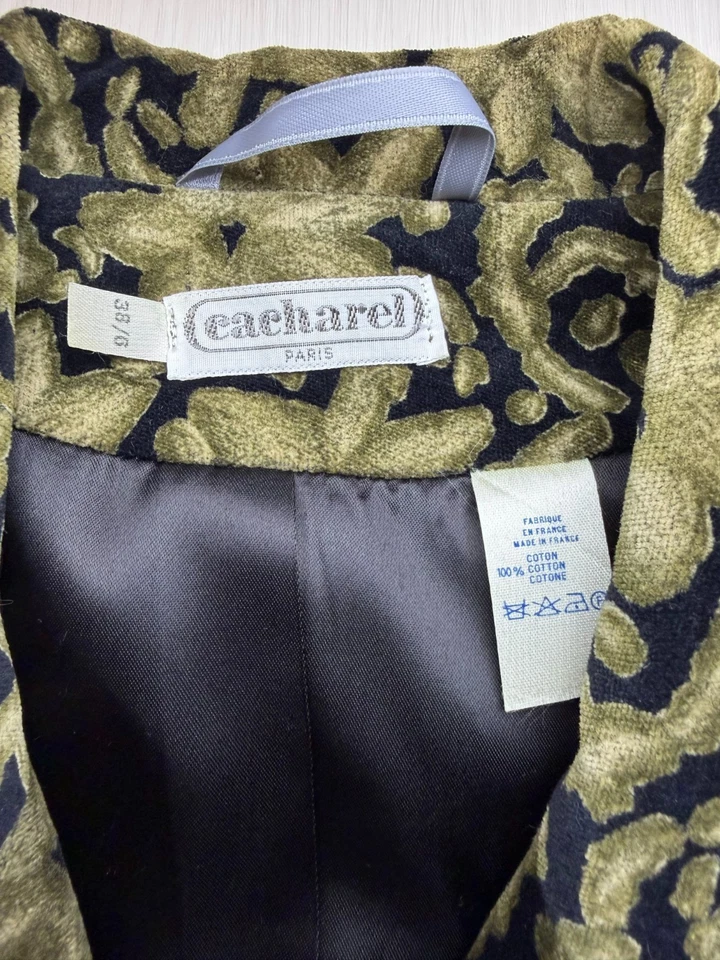 Cacharel Paris Women's Velvet Blazer 38/40 Black Gold Floral Made in France - Bild 3 von 4