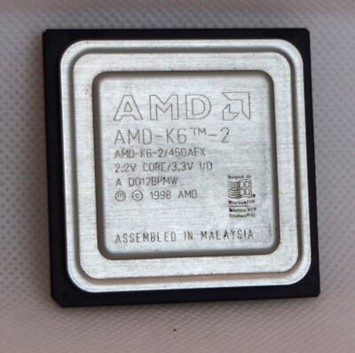 AMD K6-2 450MHz 450AFX - 2.2V CORE/3.3V - Sockel 7 Prozessor CPU Retro