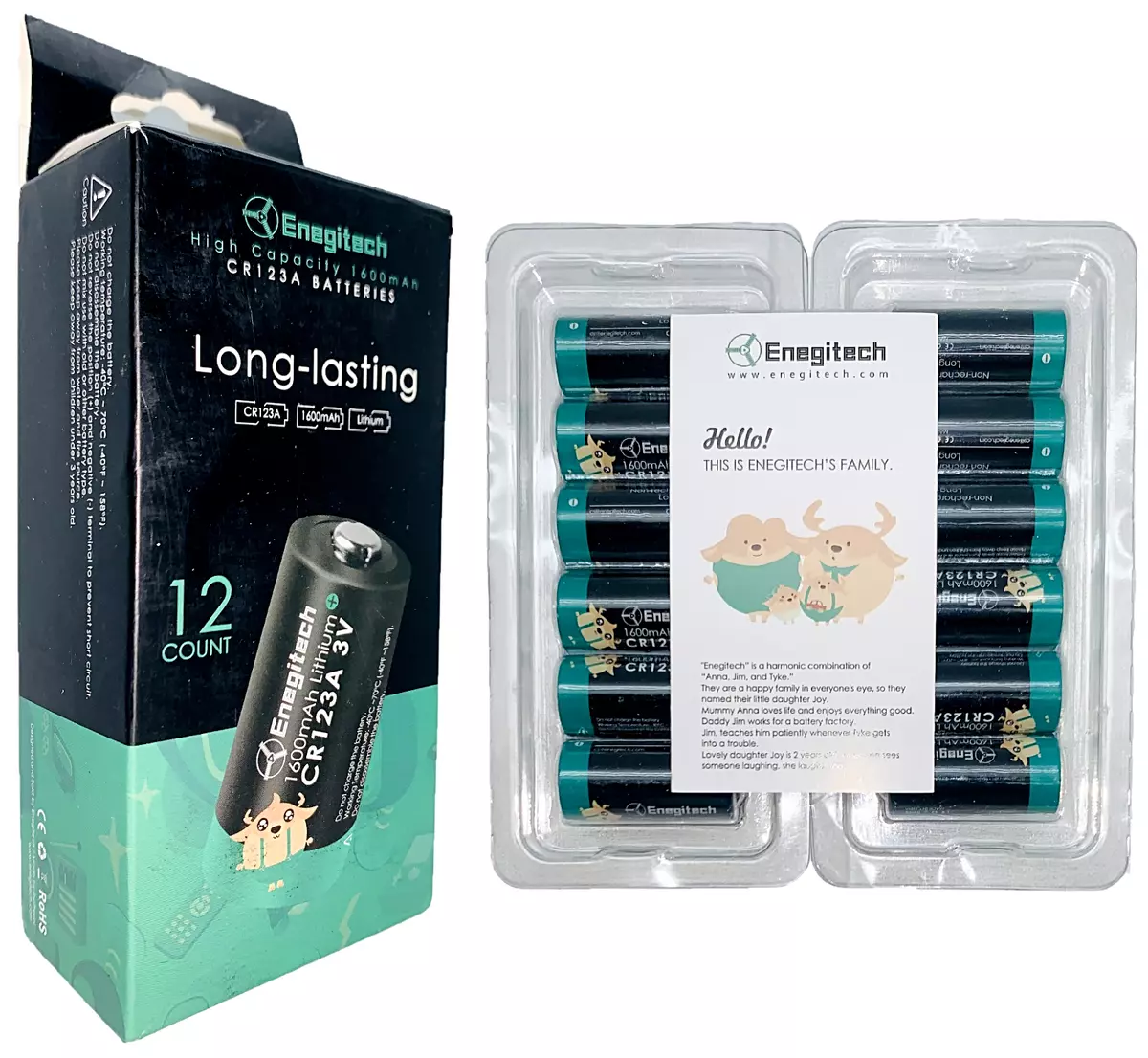 Enegitech cr123a 3v lithium non rechargeable batteries 58 off