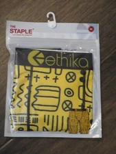 ETHIKA THE STAPLE YELLOW/BLACK HIEROGLYPHICS  BOXER BRIEFS  SIZE MEDIUM