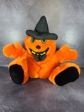 Vintage Chrisha Playful Plush Orange Jack O' Lantern Pumpkin With Witch Hat 1988