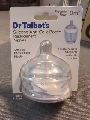 Dr. Talbots Silicone Anti-Colic Bottle Replacement Nipples 2pk  Flow 0m+