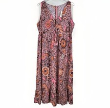 NEW Madewell Lace Up Dress Ruffle Hem Bali Bloom Midi Sleeveless WOMEN 12 2020