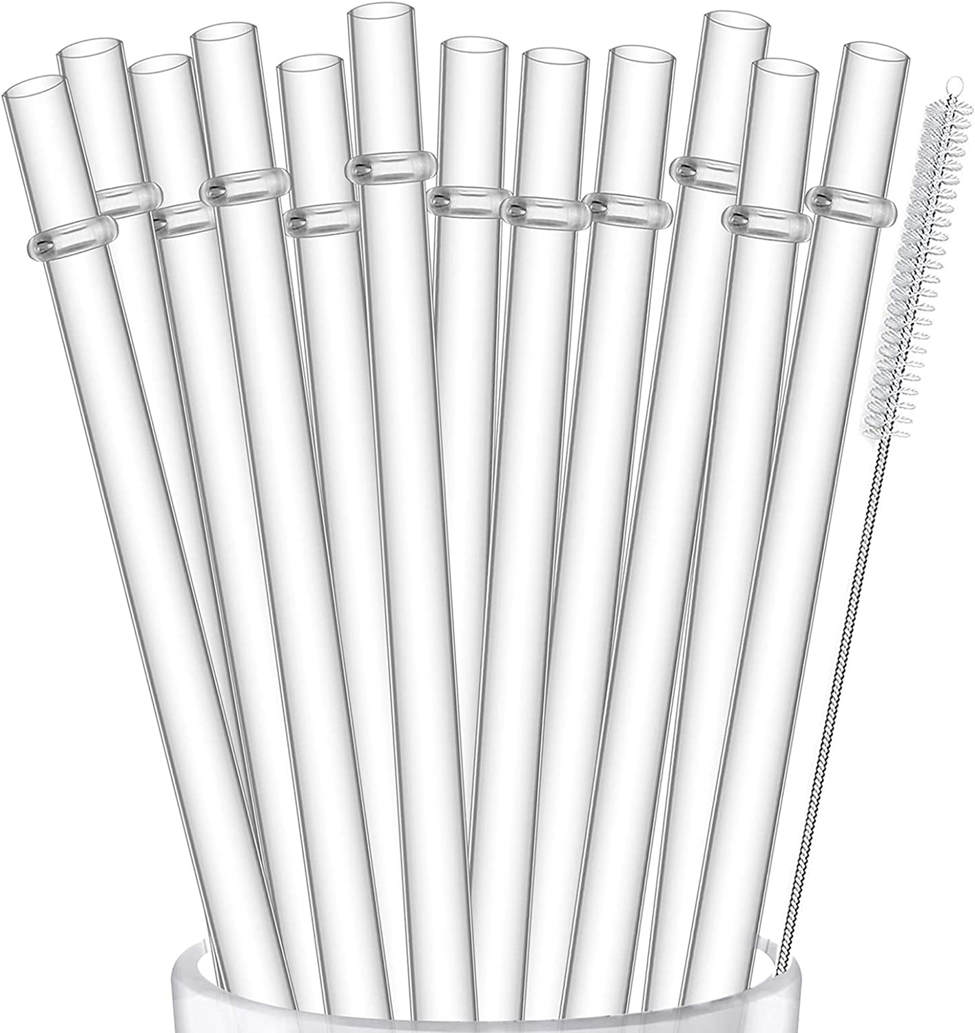 12-Pack 13 Inch Extra Long Reusable Clear Plastic Straws for Tumblers
