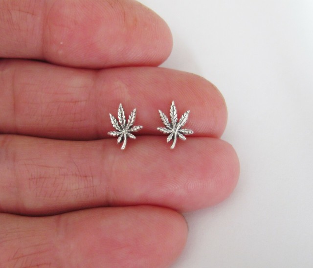 Sterling Silver 10mm Marijuana HypoAllergenic Post stud earrings. eBay