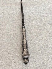 Victorian Sterling Silver Lady Face Handle Button Shoe Hook 9265
