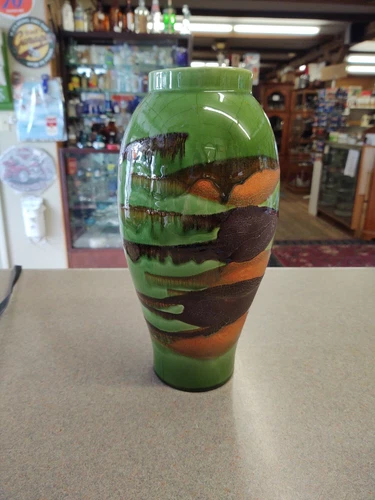 Royal Haeger Earth Wrap Modernist Vase Avocado Green, Browns Mid Century Modern