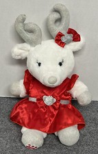 Build a Bear White Reindeer Christmas 12" Plush Red Holiday Dress Stuffed Animal