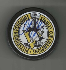 Ulf Samuelsson Signed Pittsburgh Penguins 1992 Stanley Cup Champions Puck