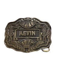 "Kevin" Personalized Name By Oden Inc. Vintage Waist Belt Buckle Western Brass