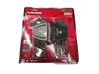 Husky Hex Key Set SAE Metric Long Arm 26 Piece Alloy Steel Hand Tool HLAHKSM26PC