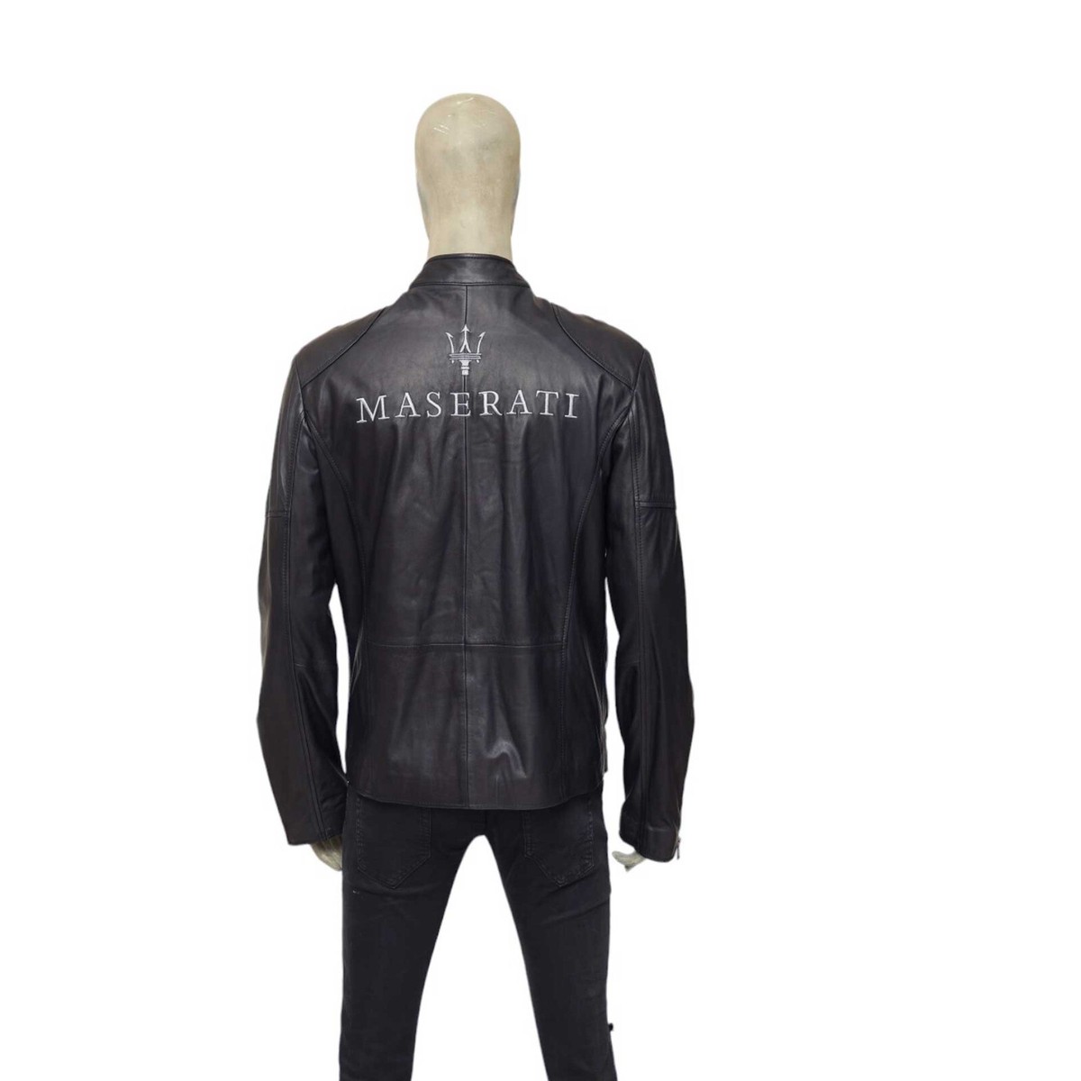 La Martina Maserati Midnight blue men's leather jacket side zip