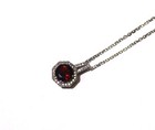 925 Sterling Silver .23ct diamond garnet gemstone pendant necklace 3.9g 16"-18 — photo 5