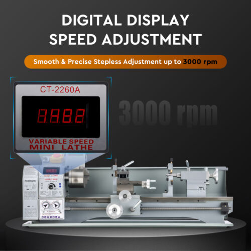 9"x24" Mini Metal Lathe 3000rpm Max Spindle Speed Brushless Motor Wood DIY Tool - Picture 3 of 8
