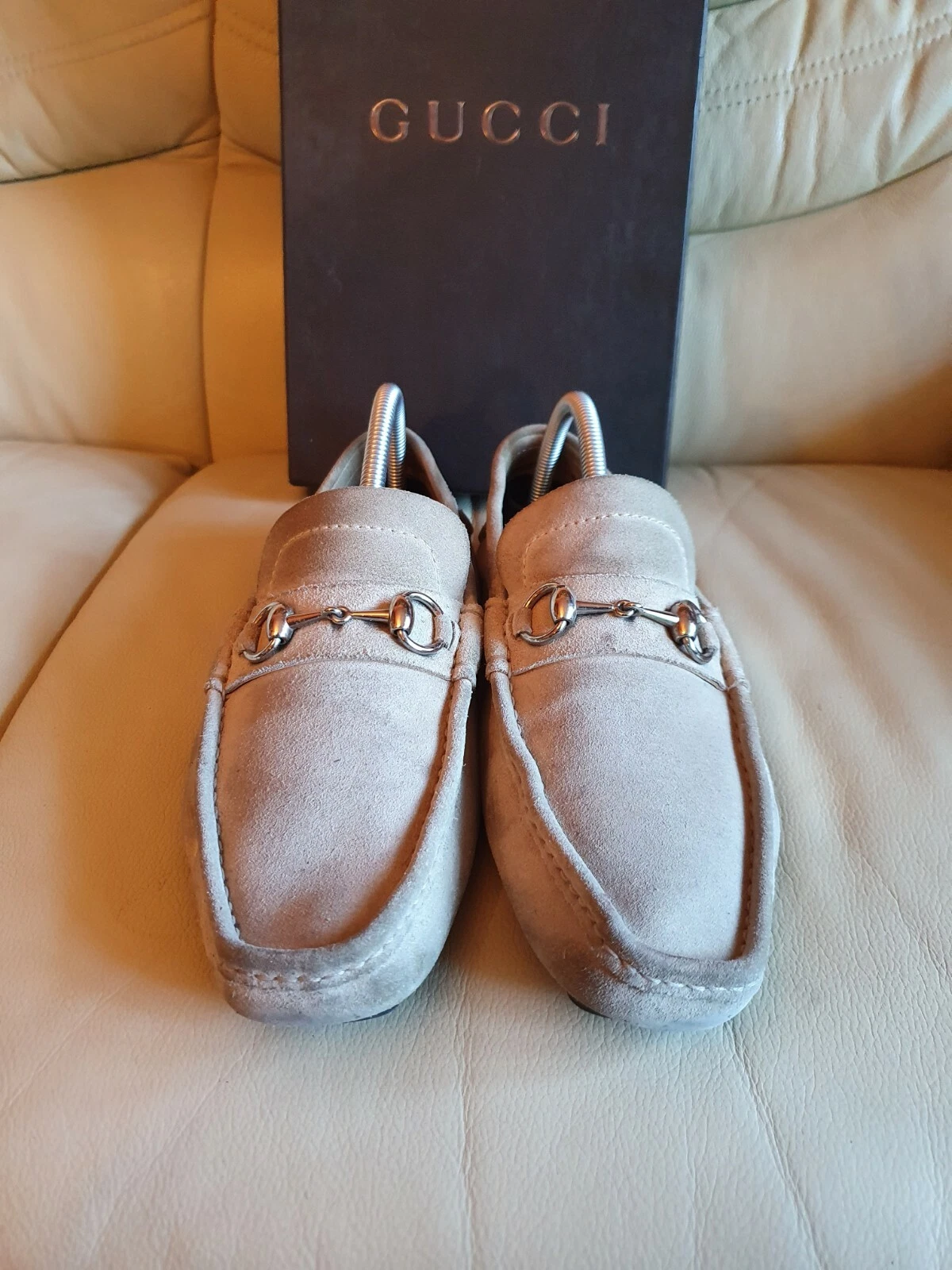 Chaussures de conduite homme en daim beige Gucci mocassins en ficelle Royaume Uni 7,5 États Unis 8,5 EU 41,5