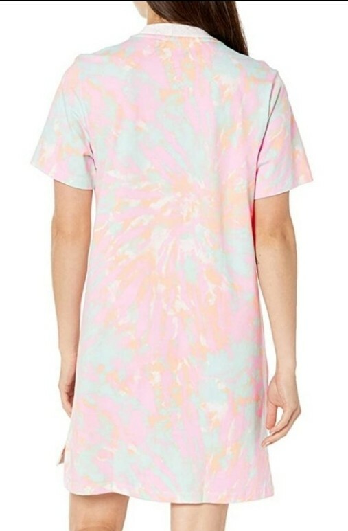 正品 adidas tie-dye pattern dress アディダスTシャツドレス Adidas Adicolor Trefoil Tie Dye T-Shirt Dress Womens Small