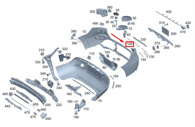 MERCEDES-BENZ EQC Zierleiste für Stoßstange hinten mittig unten A2938855201