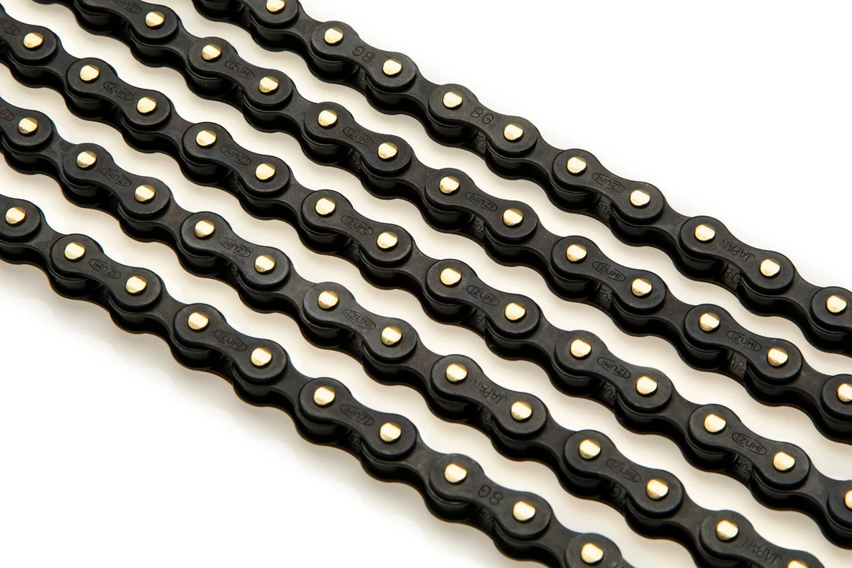 Izumi Jet Black with Gold Pins 1 2 x 1 8 116L BMX Track Single Speed Bike Chain