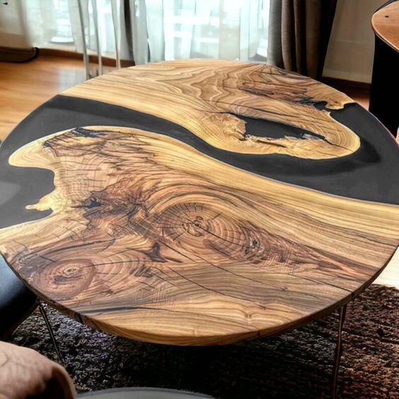 Black Epoxy Coffee Table, Luxury Living Room Accent, Epoxy Table,Epoxy Table Top-image