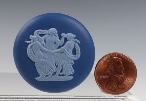 Wedgwood Portland Pale Blue 3 Graces Medallion Jewelry Cameo Pendant Jasperware - Picture 2 of 4