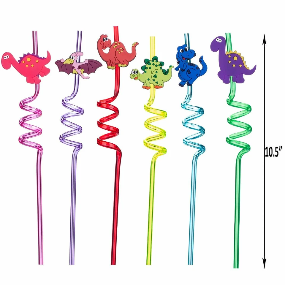 Reusable Dinosaur Straws--Dinosaur Birthday Party Supplies 24 Straws + 6 Tattoos - Image 2 of 4