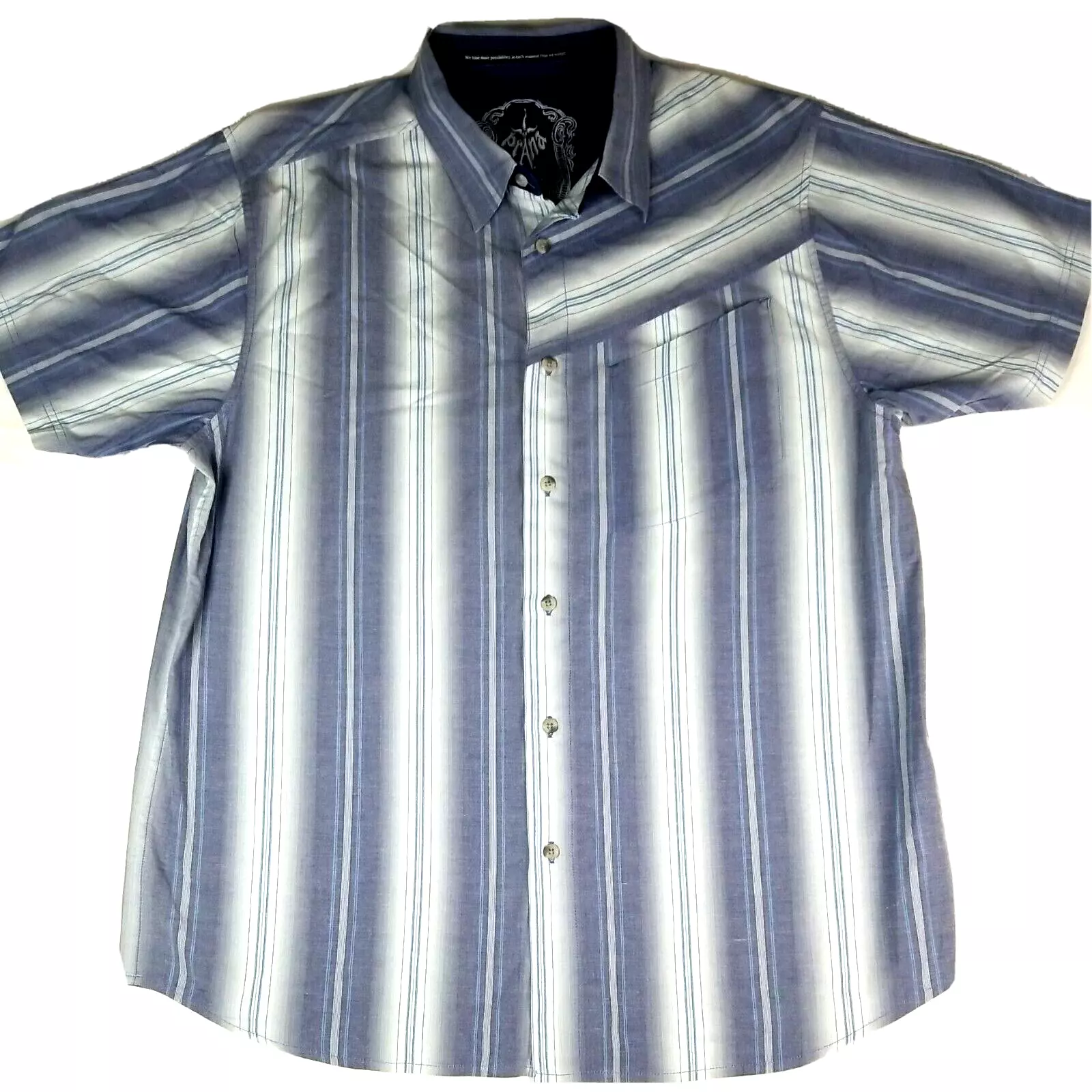 prana breathe button up blue stripe slant pocket shirt