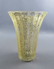 Vaso cristallo foglia oro design modernariato artigianato vintage anni '70