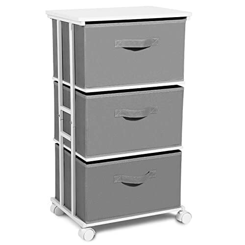 3-Drawer Fabric Dresser Tower in Light Grey  -image