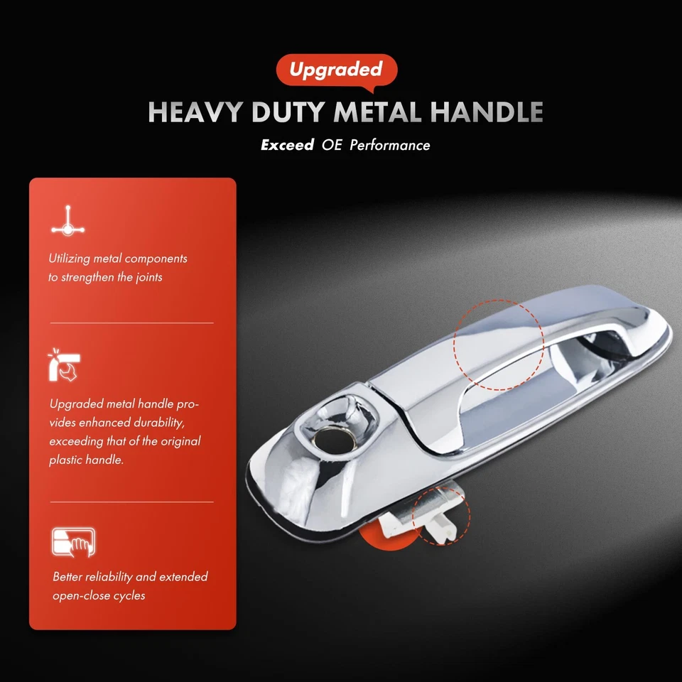 4x Manija de puerta exterior de metal mejorada para Dodge Mitsubishi Ram delantera y trasera Foto 3 de 4