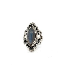 Sterling Silver Labradorite Ring Size 6 -Stone 8 x 16mm