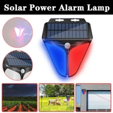 2xSolar Alarm LED Light Strobe Lamp Wireless Motion Sensor Detector Outdoor IP65