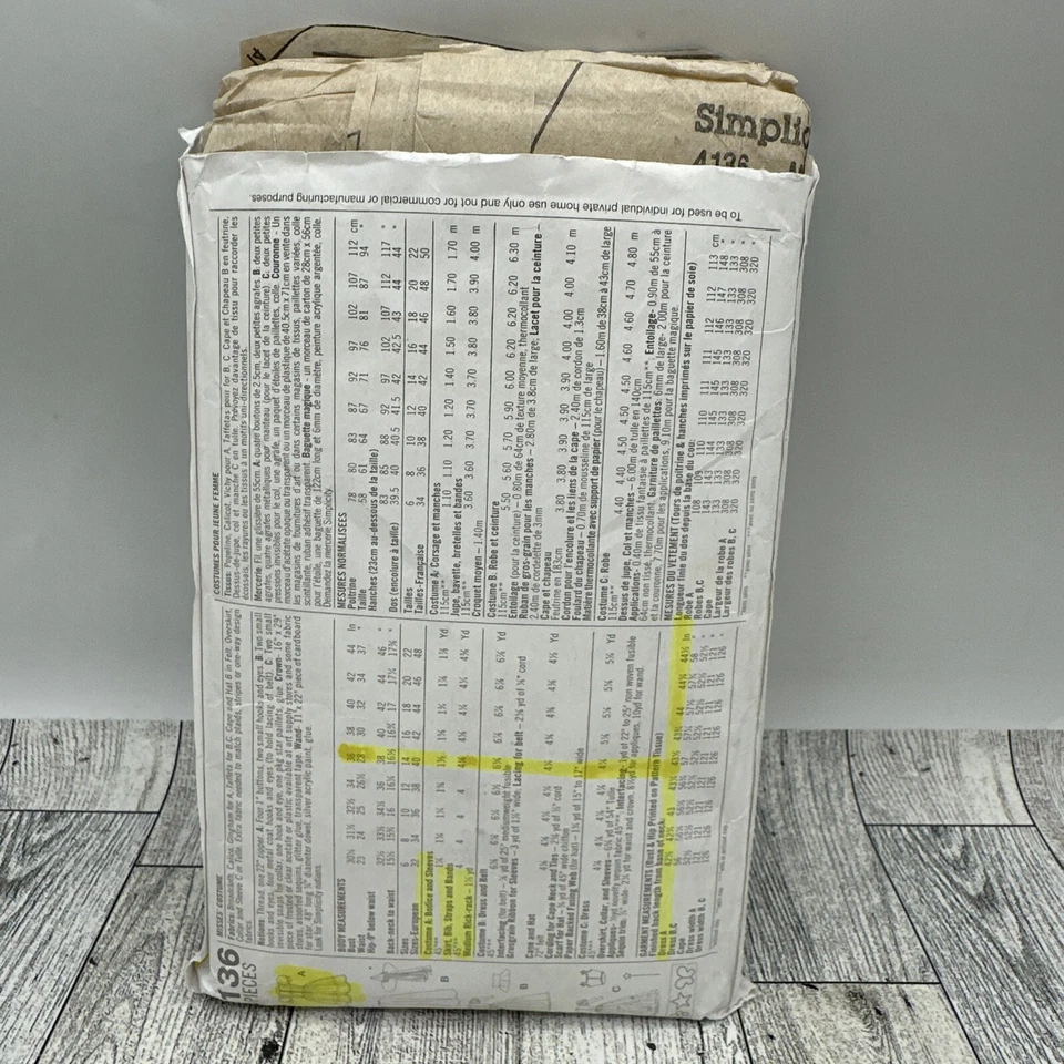 Simplicity 4136 Size 14-22 Wizard of Oz Dorothy, Glinda, Witch Costumes Uncut - Image 2 of 3