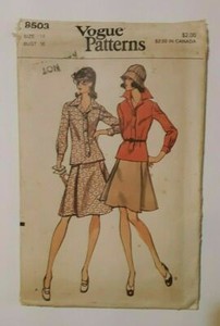 VOGUE #8503 SIZE 14 MISS SEMI-FITTED TOP & A-LINE SKIRT PATTERN COMPLETE