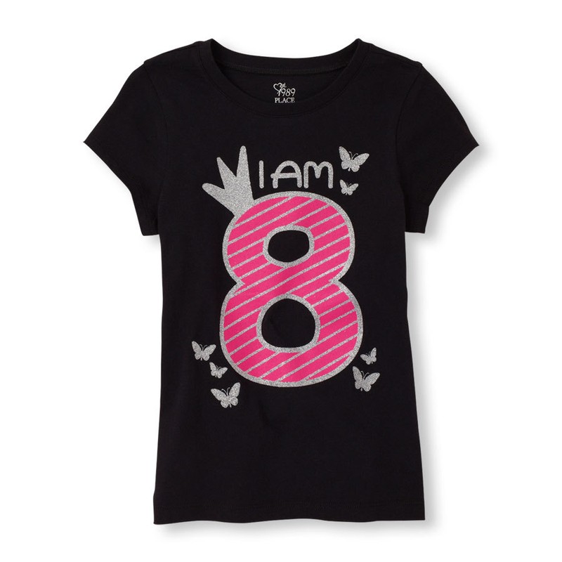 NEW! 8th BIRTHDAY "I am 8" Years Girls Graphic Shirt 7-8 Medium Gift! PARTY SS