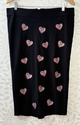 Rebel Wilson Torrid 0 Women s XL Valentines Rebel Heart Patch Black Midi Skirt