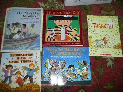 Lot of 5 THANKSGIVING DAY Picture Books TURKEY Thankful Night Before THANKS ++