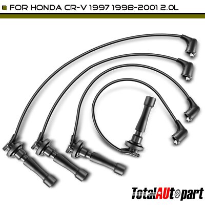 4x Spark Plug Wire Set for Honda CR-V 1997 1998-2001 L4 2.0L Black 32722-P75-A01