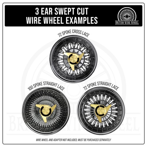 Gold KO Spinner Caps with Zenith Gold Lowrider Wire Wheel Chip Emblems, Set of 4 - Picture 31 of 60